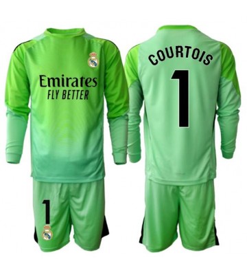 Real Madrid Thibaut Courtois #1 Målmand Udebanetrøje Børn 2025-26 Langærmet (+ Korte bukser)